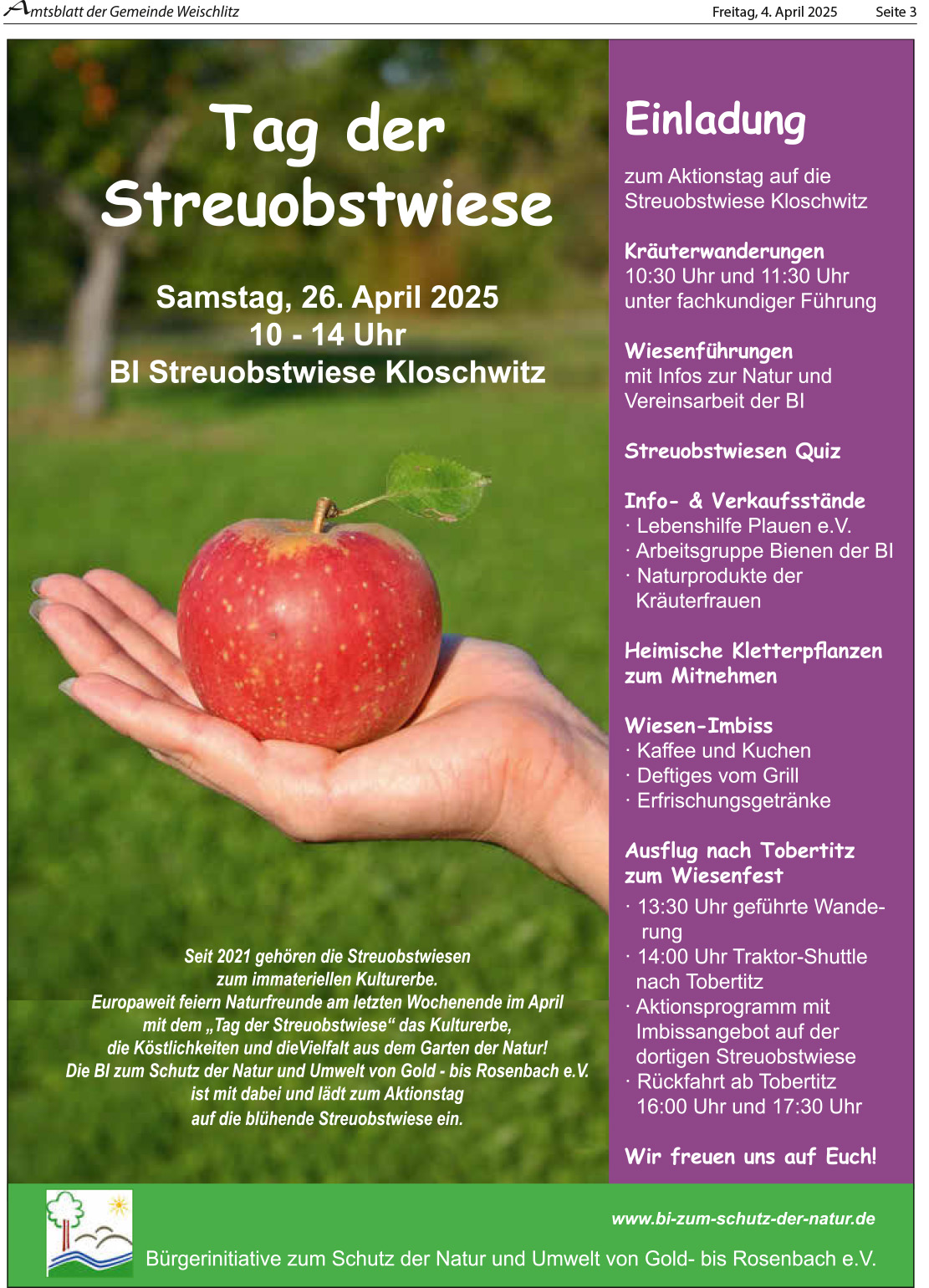 03_2025_Amtsblatt Weischlitz/ Tag der Streuobstwiese